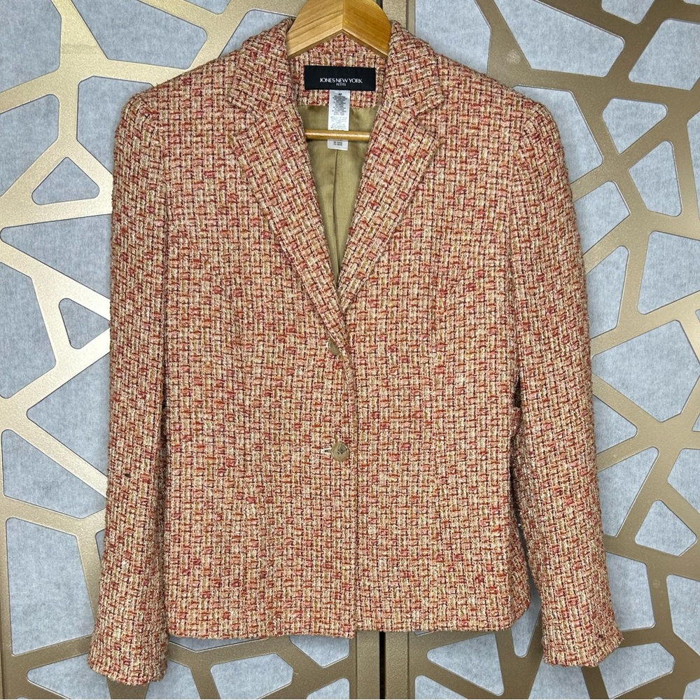 Vintage Jones New York Petite Tweed Blazer Jacket 4P Classic Tailored - Picture 3 of 10